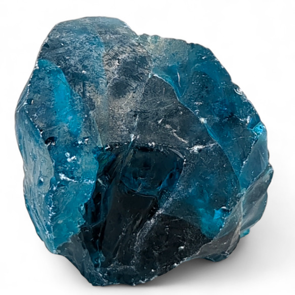 Sapphire Blue Art Glass Cullet Translucent Manganese Glowing Slag Glass #4GX81 - Picture 4 of 7